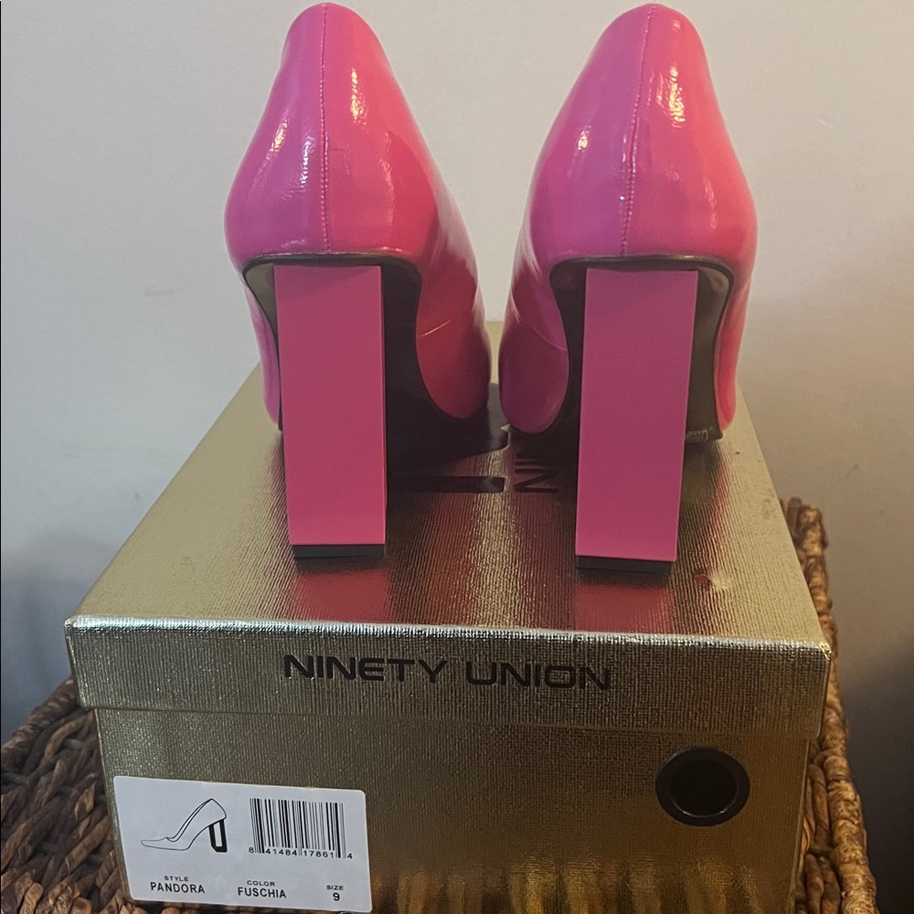 Ninety Union Pink Patent Block Heel Pumps - Picture 4 of 4